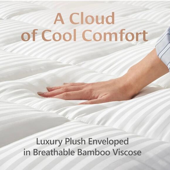 Belle Terre Bamboo Cooling Mattress Topper - King Ultra Soft & Thick - Open Box - Picture 5 of 7